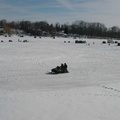 There was a lot of action on the frozen lake
